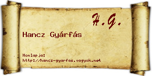 Hancz Gyárfás névjegykártya